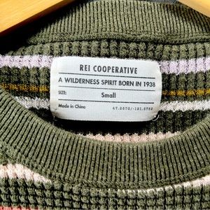 REI brand waffle knit long sleeve thick cozy striped shirt women’s S